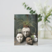 Creepy Head Planters Briefkaart (Staand voorkant)