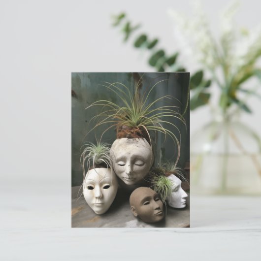 Creepy Head Planters Briefkaart (Staand voorkant)