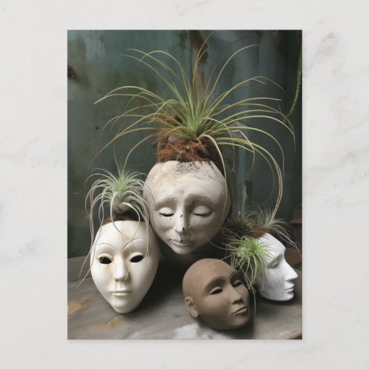 Creepy Head Planters Briefkaart (Voorkant)