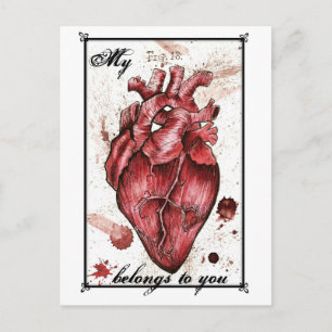 Creepy Heart Love Card Edgar Allan Poe citaat Briefkaart