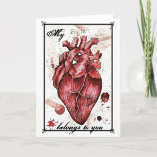 Creepy Heart Love Card Edgar Allan Poe citaat Kaart