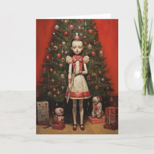 Creepy Holiday Doll Christmas Kaart 5x7