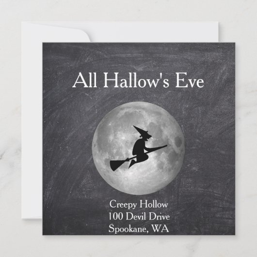 Creepy Hollow Halloween Witch en Moon Square Card Kaart (Voorkant)