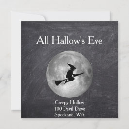 Creepy Hollow Halloween Witch en Moon Square Card Kaart