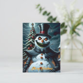 Creepy Horror Sneeuwman Kerstmis Feestdagenkaart (Staand voorkant)