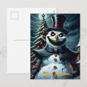 Creepy Horror Sneeuwman Kerstmis Feestdagenkaart (Voorkant / Achterkant)
