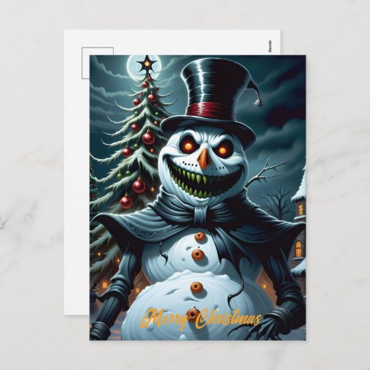Creepy Horror Sneeuwman Kerstmis Feestdagenkaart (Voorkant / Achterkant)