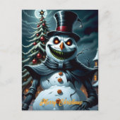 Creepy Horror Sneeuwman Kerstmis Feestdagenkaart (Voorkant)