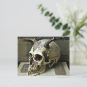 Creepy Human Antlered Skull Briefkaart (Staand voorkant)