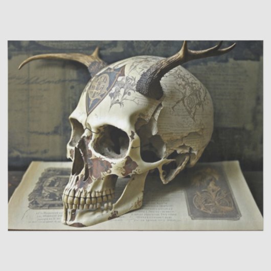 Creepy Human Antlered Skull-ontkoppeling Tissuepapier (Voorkant)