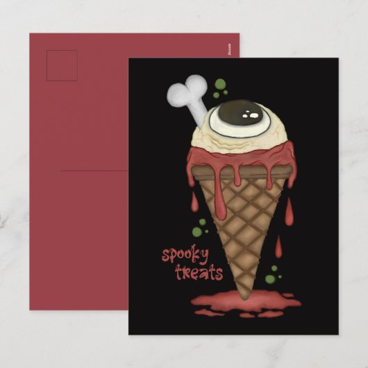 Creepy Ice Cream Halloween Feestdagenkaart (Voorkant / Achterkant)