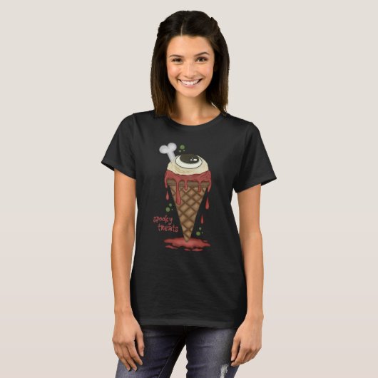 Creepy Ice Cream Halloween T-shirt (Voorkant volledig)