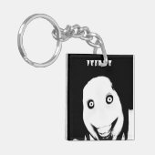 Creepy Internet Horror Glitch Face Sleutelhanger (Voorkant Links)