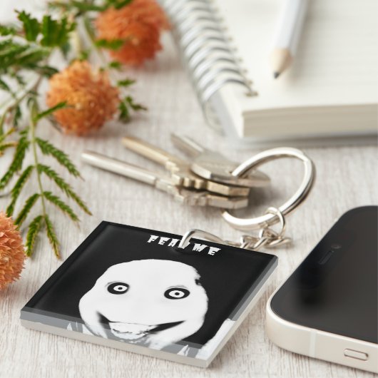 Creepy Internet Horror Glitch Face Sleutelhanger (Voorkant Rechts)