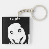 Creepy Internet Horror Glitch Face Sleutelhanger (Achterkant)