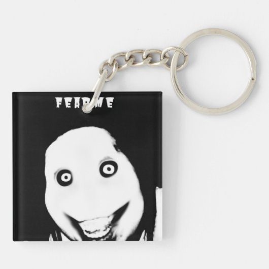 Creepy Internet Horror Glitch Face Sleutelhanger (Achterkant)