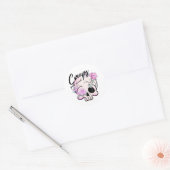 Creepy jaar rond schedel Flora Pastel Ronde Sticker (Envelop)