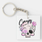 Creepy jaar rond schedel Flora Pastel Sleutelhanger (voorkant)