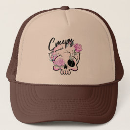 Creepy jaar rond schedel Flora Pastel Trucker Pet