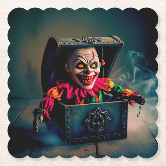 Creepy Jack in the Box Kartonnen Onderzetters (Voorkant)