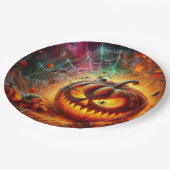 Creepy Jack-o-lantaarn en spinnen Papieren Bordje (Gekanteld)