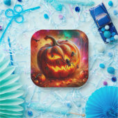 Creepy Jack-o-lantaarn en spinnen Papieren Bordje (Feest)