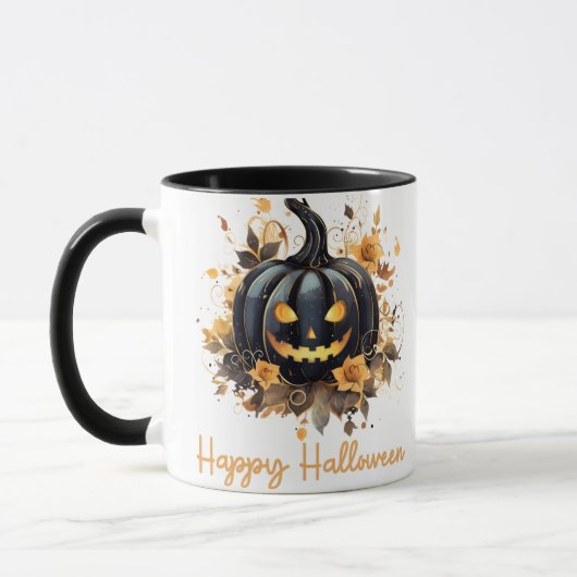 Creepy Jack-O' Lantern Bloemen Happy Halloween Mok (Links)