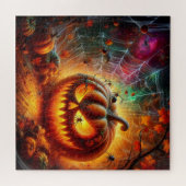 Creepy Jack-O-Lantern en spinnen Legpuzzel (Horizontaal)