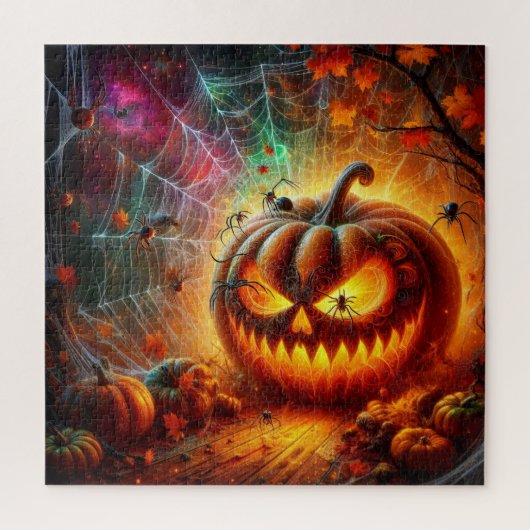 Creepy Jack-O-Lantern en spinnen Legpuzzel (Verticaal)