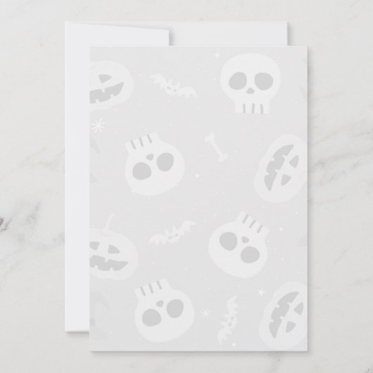 Creepy Jack-O' Lantern Grijs Pompoen Carving Party Kaart (Achterkant)