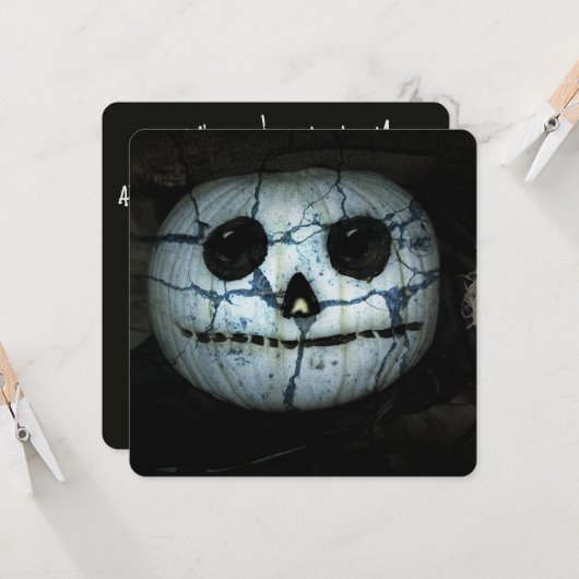 Creepy Jack-o-Lantern Halloween Kaart (Voorkant / Achterkant in situ)