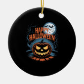 Creepy Jack O� Lantern Halloween Keramisch Ornament (Voorkant)