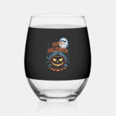 Creepy Jack O� Lantern Halloween Wijnglas Zonder Voet (Voorkant)
