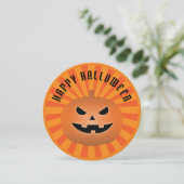 Creepy Jack O Lantern Pumpkin Halloween Party Kaart (Staand voorkant)