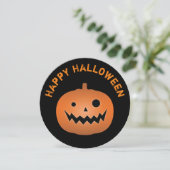 Creepy Jack O Lantern Pumpkin Halloween Party Kaart (Staand voorkant)