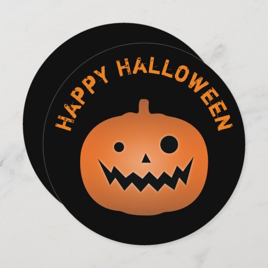 Creepy Jack O Lantern Pumpkin Halloween Party Kaart (Voorkant / Achterkant)
