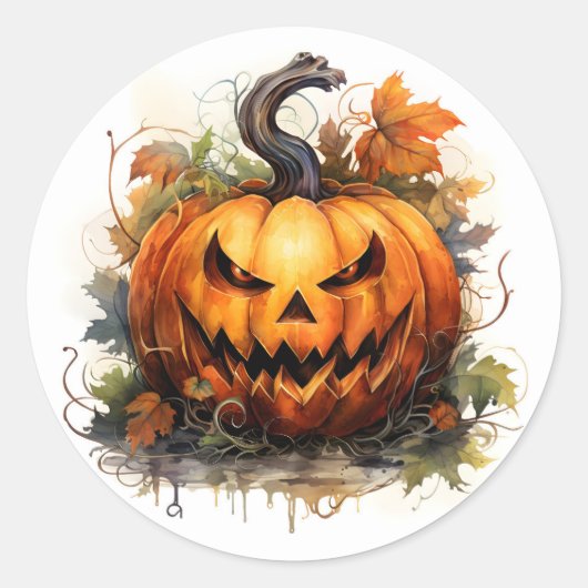 Creepy Jack-O-Lantern Ronde Sticker (Voorkant)