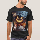 Creepy Jack-O-Lanterns, schedels en vleermuizen Un T-shirt (Voorkant)