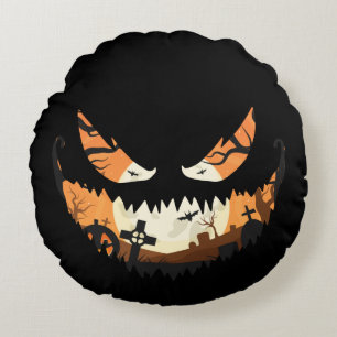 Creepy Jack O Latern Spooky Halloween Rond Kussen