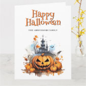 Creepy Jack O'Lantern Ghost Halloween Kaart (Gele Bloem)