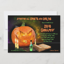 Creepy Jack O'Lantern Halloween Party Invitation Kaart