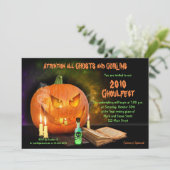 Creepy Jack O'Lantern Halloween Party Invitation Kaart (Staand voorkant)