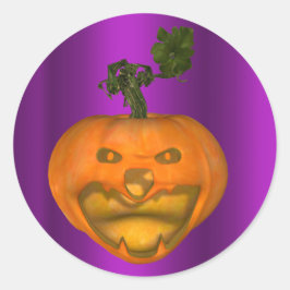 Creepy Jack O'Lantern Paars Halloween Ronde Sticker