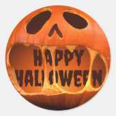 Creepy Jack o'lantern pompoen Halloween Ronde Sticker (Voorkant)