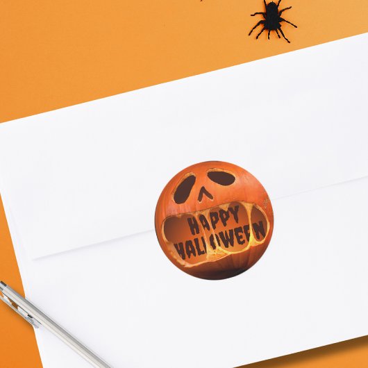 Creepy Jack o'lantern pompoen Halloween Ronde Sticker
