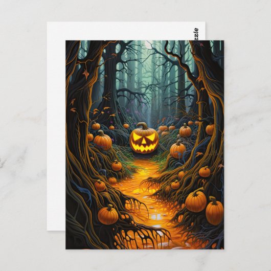 Creepy Jack op Lantern Pumpkin Halloween Party Briefkaart (Voorkant / Achterkant)
