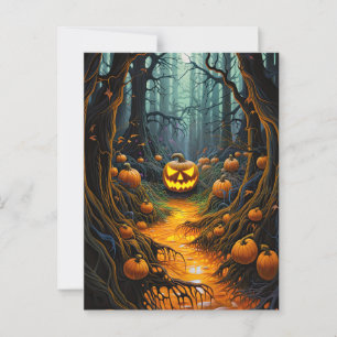 Creepy Jack op Lantern Pumpkin Halloween Party Briefkaart