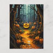 Creepy Jack op Lantern Pumpkin Halloween Party Briefkaart (Voorkant)