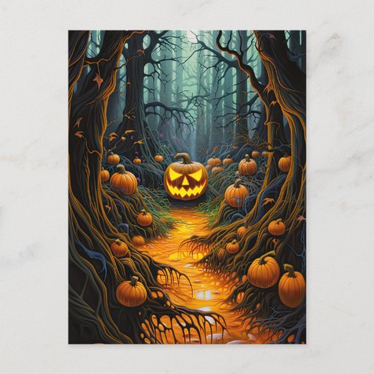 Creepy Jack op Lantern Pumpkin Halloween Party Briefkaart (Voorkant)