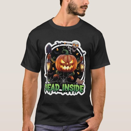 Creepy jackolantern illustration with shovel lante t-shirt (Voorkant)